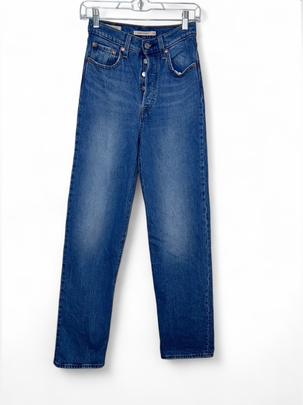 Levi’s Ribcage Straight Jeans 24 High Rise Button Fly Straight Leg Denim